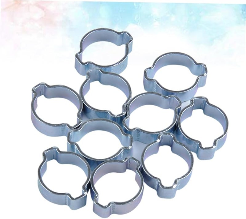 Veemoon 10pc Silver Zinc Plated Double Ear Hose Clamps 3.7x3cm for Automotive Water Tube - Image 2